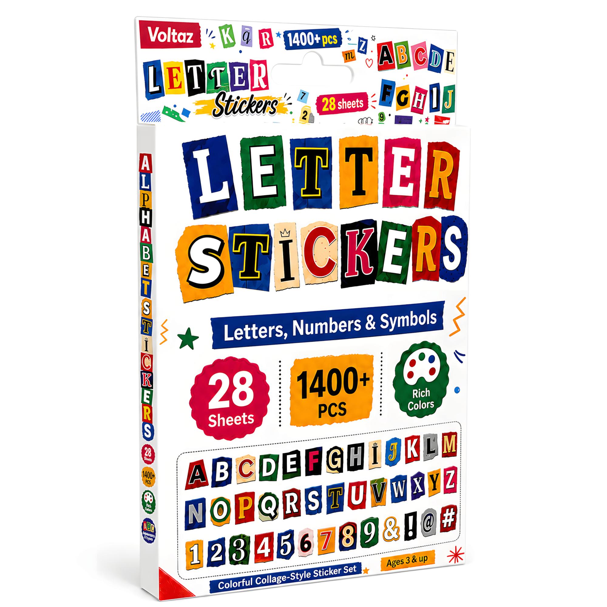 TEMU 1400+pcs Alphabet Stickers, 28 Sheets Vintage Letter Stickers For Journaling, Scrapbooking, Collage, Planner, Diary, Card Making, Crafts, Art