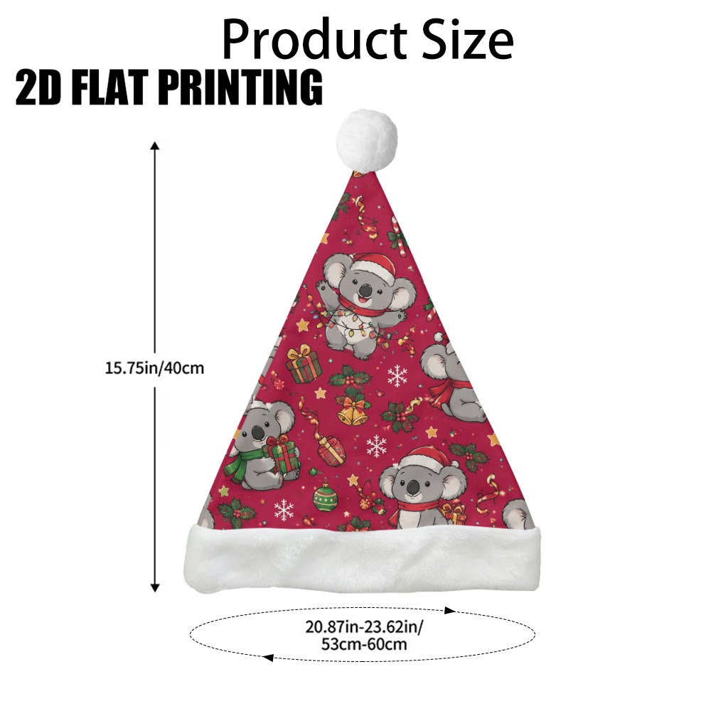 TEMU 1pc Koala-themed Christmas Hat With Koala & Gift Decorations Suitable For Xmas Gift-giving, Secret Santa, New Year Events, Hand Washable For