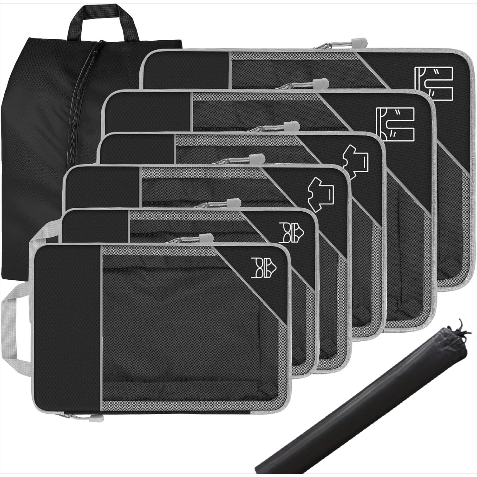 TEMU 8pcs Set Of Compression Packing Cubes For Travel, Expandable Luggage Organizer With Shoe Bag And Laundry Bag, Options, Lightweight Travel