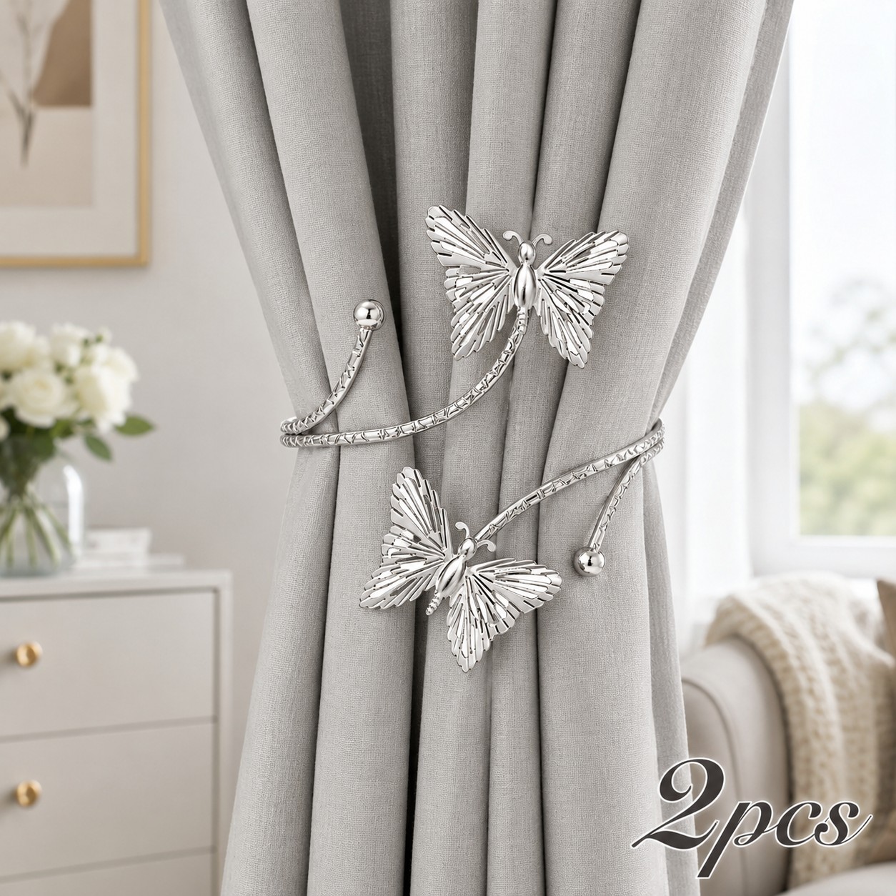 TEMU 2 pezzi Fermatenda a , Fermacurtain in Metallo a , Eleganti Ganci Decorativi per Tende per Camera da Letto Soggiorno Finestra