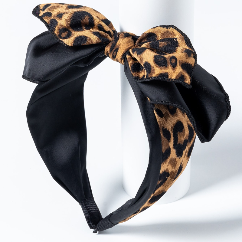 1pc 1pcs Leopard Print Bowknot Headband - Soft Leopard , Elegant Bowknot For Hairstyle, Winter Outfits, Parties, & - Hair Hoop For Volume & Style