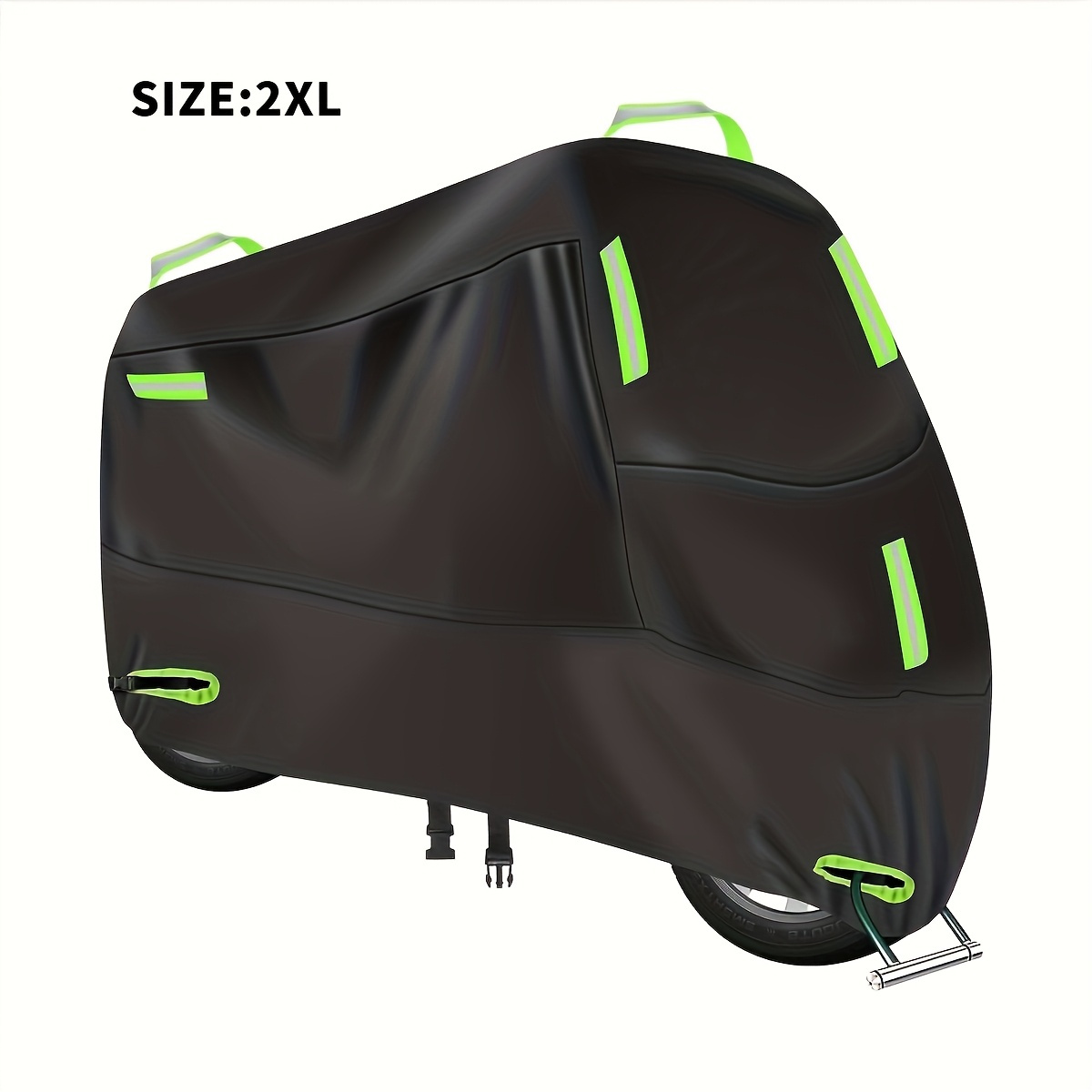 TEMU 1pc Universal - Season Motorcycle Cover- 210d Oxford Fabric, All Weather Protection With Reflective Safety Strips,, All Season Cover, Durable ,