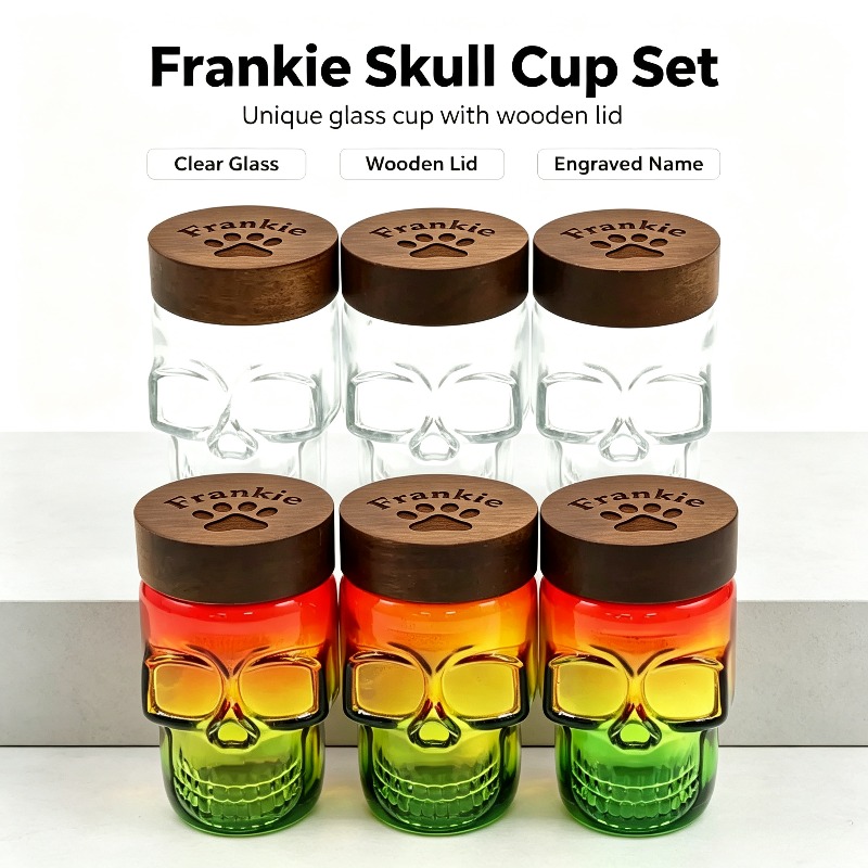Personalized Skull-Shaped Glass Pet Treat Jar
