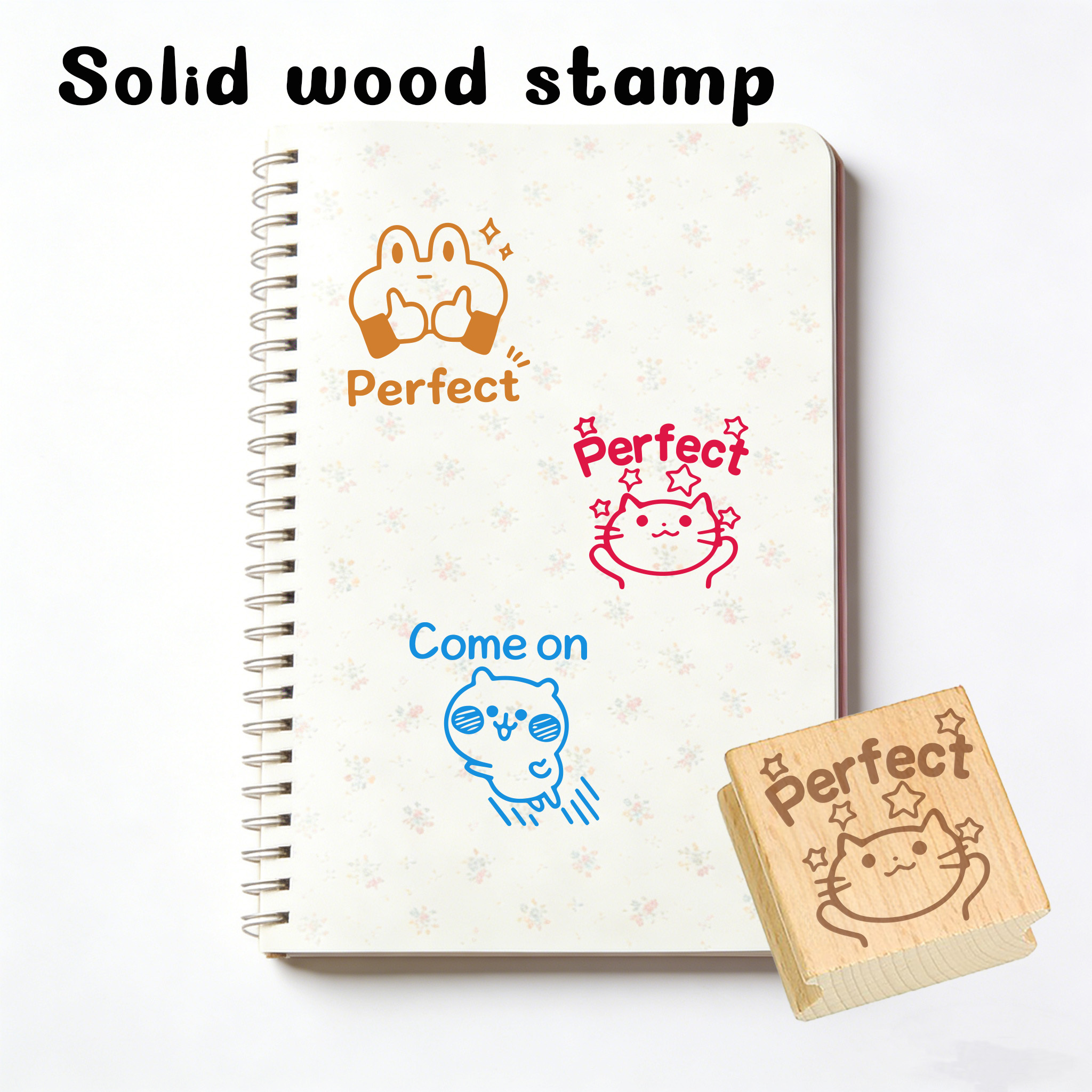 Cute Encouragement Slogans Pattern Wooden Stamp for Crafts