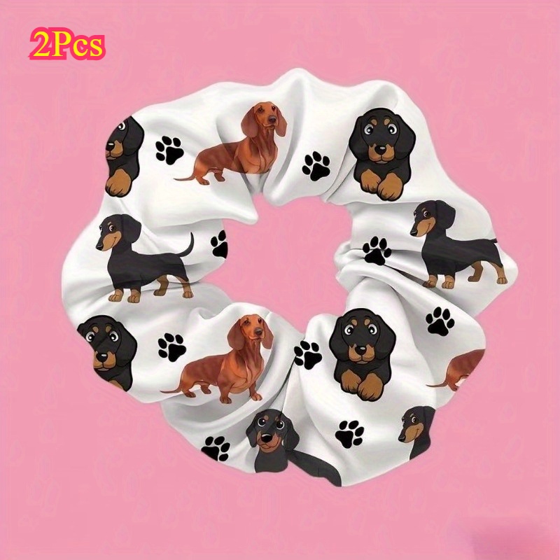 TEMU 2pcs Stylish Cute Dachshund Hair Ties, High And Durable Dog-themed Headbands For Women & S, Pet-inspired Hair Accessories