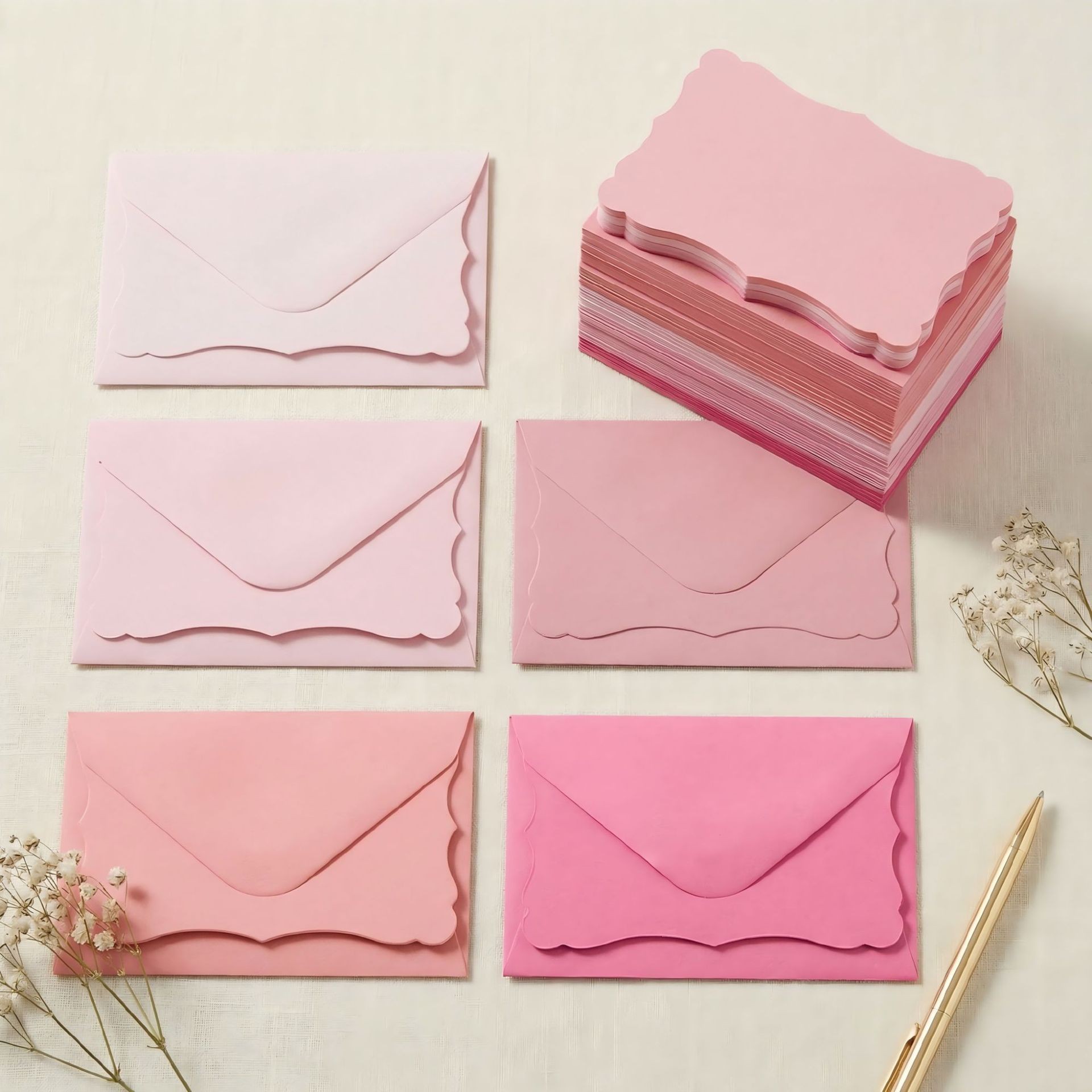 TEMU 100pcs Edge Envelopes | 50 Envelopes And 50pcs Cards, 10x7cm Small Gift Envelopes For Wedding Invitations, Gift Cards, Crafts Birthday Party,