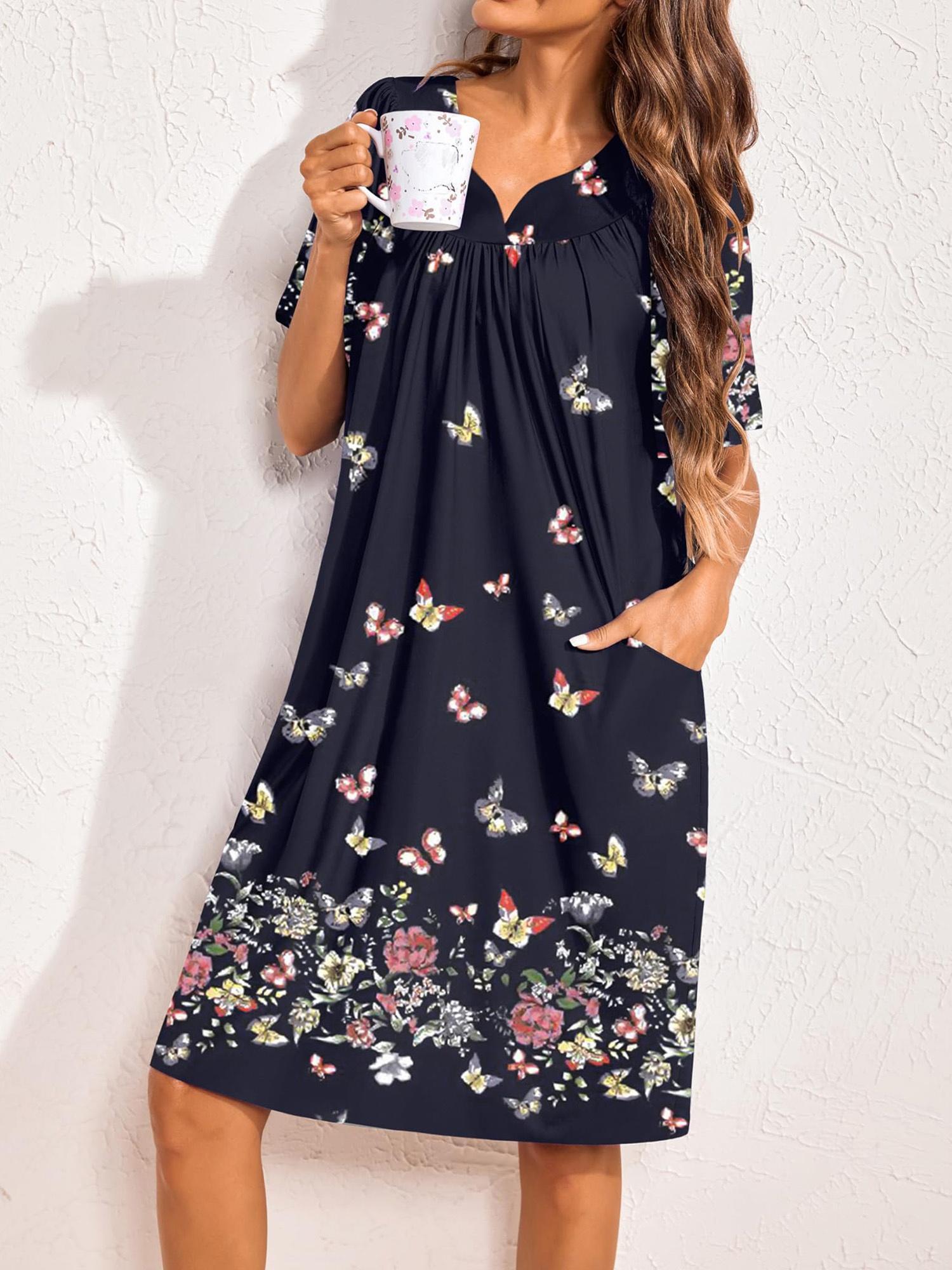 white christmas dresses Short Sleeve Cotton/Poly House Dress – Buck & Buck main image 0