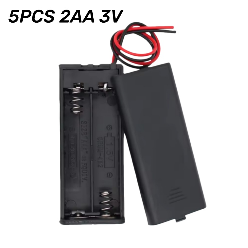 5pcs 1/2/3/4 Slots Aa Battery Holder 1.5v/3v/4.5v/6v Aa Battery Storage Box With Leads Wirees Switch Screw Cap Case Back Cover
