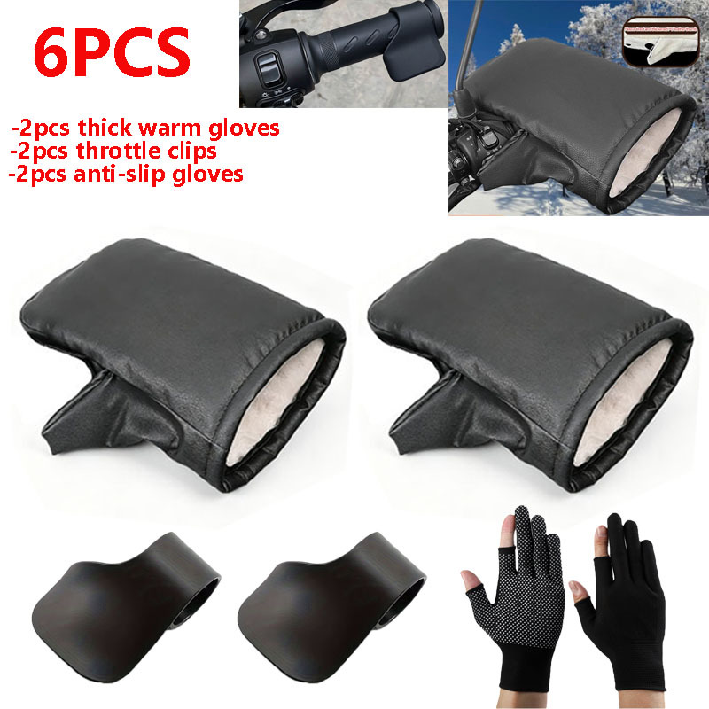 TEMU Ensemble de 6 pièces d'accessoires pour guidon de moto/vélo (2 protège-guidons de conduite et 2 gants antidérapants et 2 clips d'accélérateur),