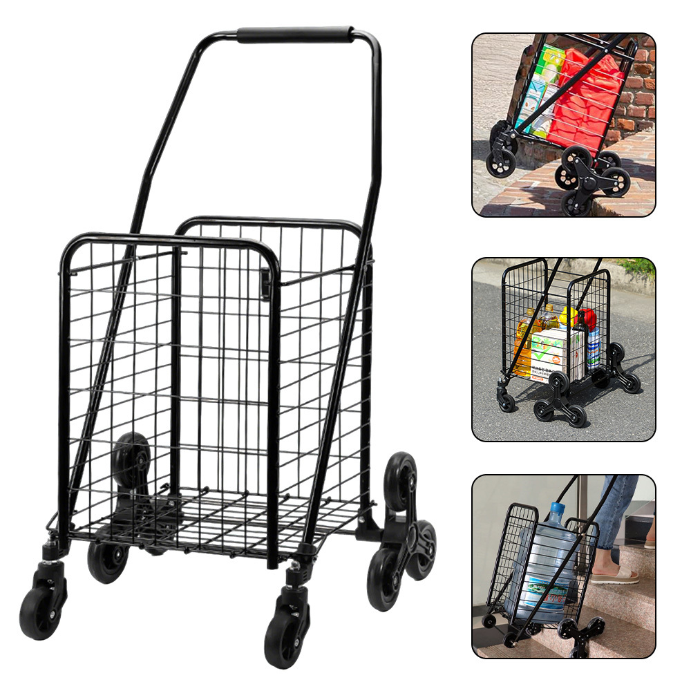 Folding Shopping Cart Measuring 52 × 53 × 95 Cm, Suitable For Home, Office, Or Commercial Use To Transport Goods