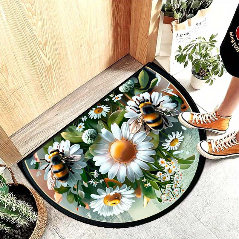 

Semi- With Daisies & Bees | Non-slip, Washable Polyester | Ideal For Indoor/outdoor Use | Entrance Mat For Living Room, Bedroom, Kitchen, Bathroom, Patio