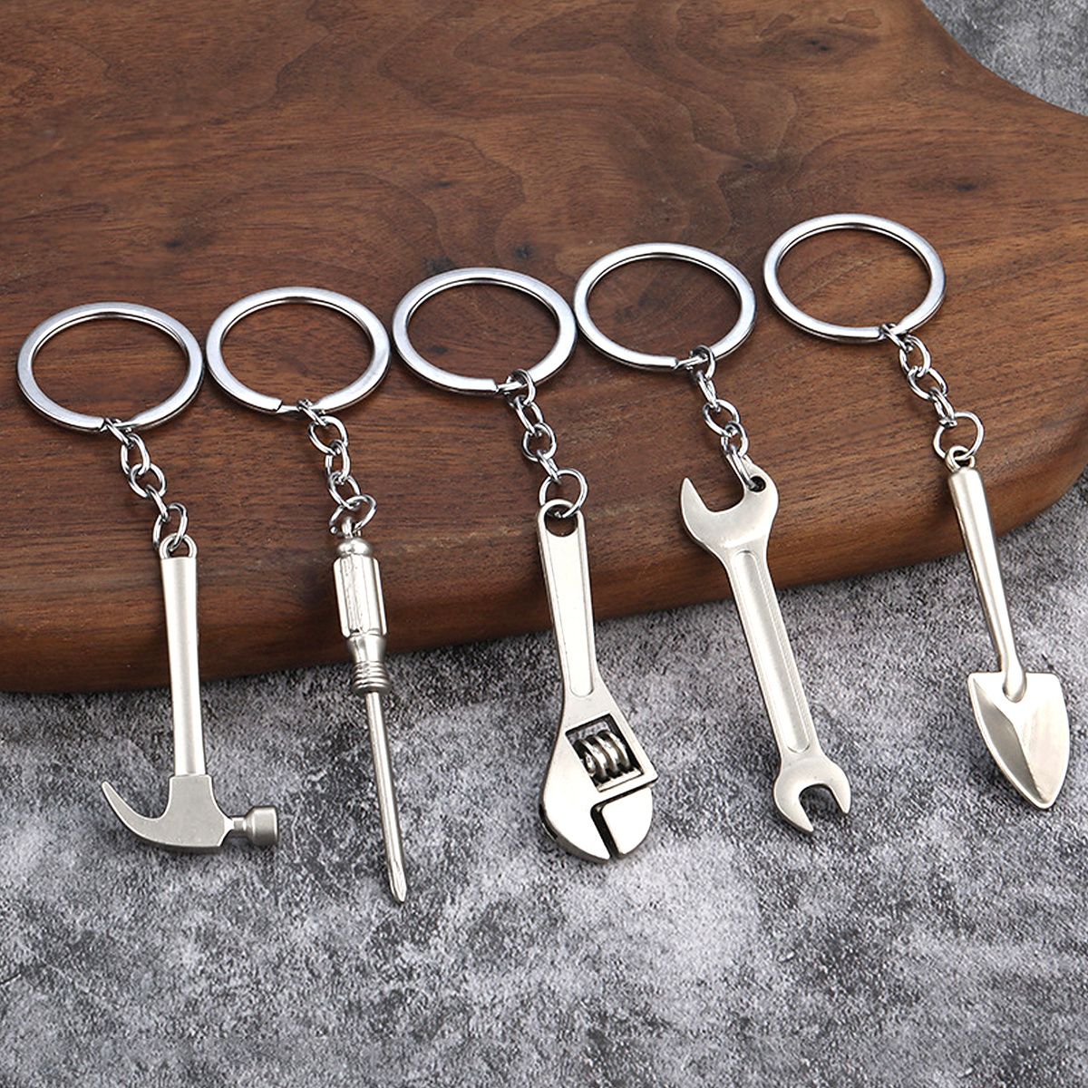 TEMU 5pcs Mini Manual Tool Keychain, Street-style Non-woven Keychain, Multifunctional Metal Wrench Keychain, Realistic Tool Pendant, Bag Charm, Car
