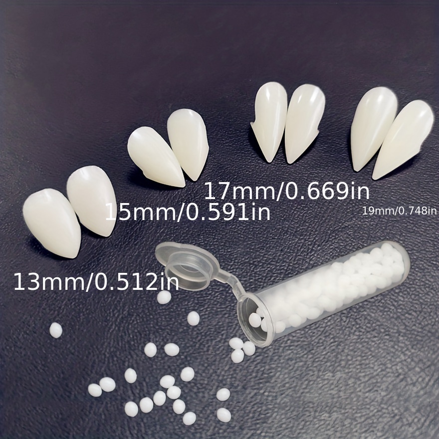 

4 Pairs Realistic Vampire Fangs Dentures For Halloween Cosplay, Adhesive Teeth Pellets, Party Costume Accessory