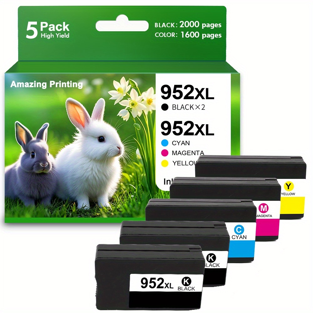 TEMU Pack de 5 Cartouches d'Encre Compatibles HP (Compatible HP 952) - Noir, , Magenta, Jaune pour Imprimantes HP Pro 8710, 7740, 8720, 8715, 8210,