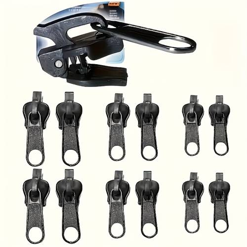 16pcs universal zipper repair kit snap fastener portable emergency zipper stopper for all clothing sizes black