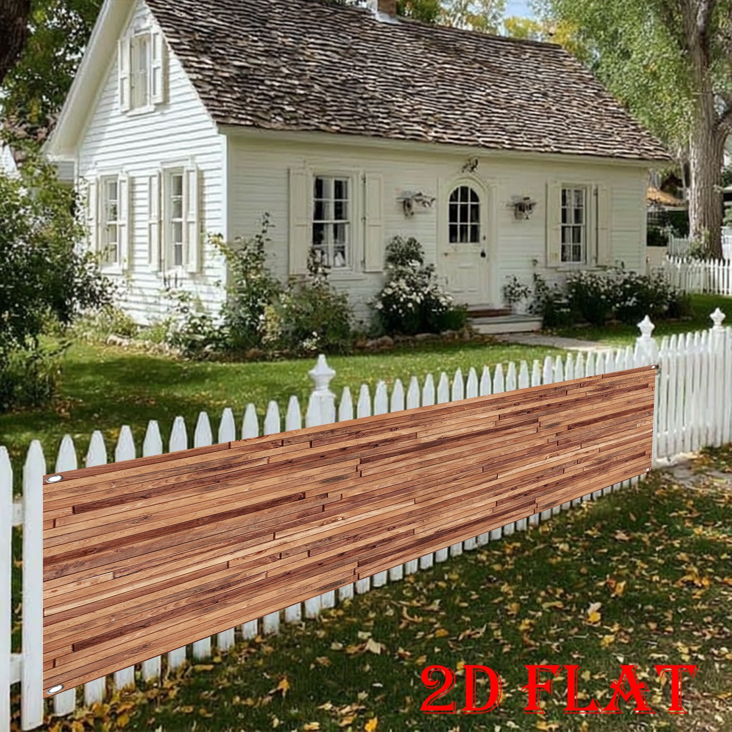 TEMU 2D Plat - 2D Plat - Plan 2D - Un article surdimensionné - Motif géométrique en bois - Bannière de clôture, décoration de drapeau de cour,