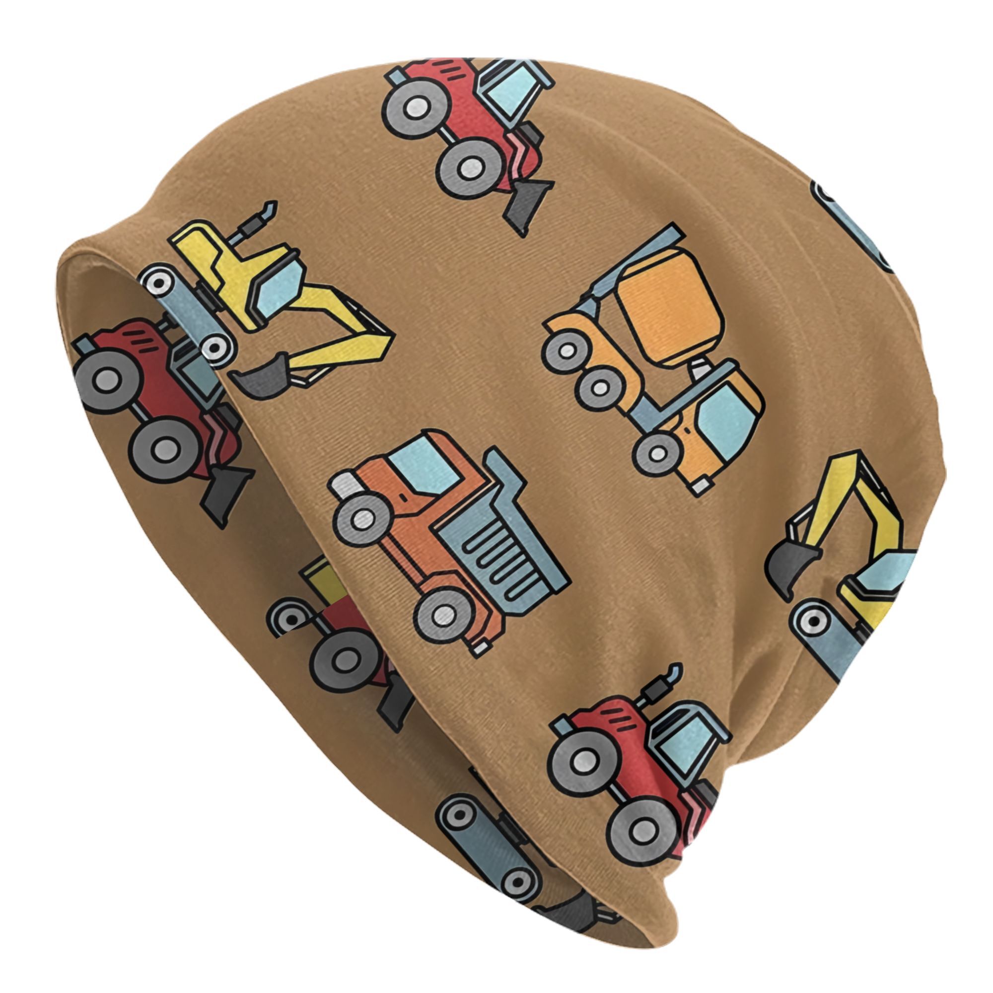 TEMU Unisex Hip Hop Beanie Hat Featuring Construction Trucks, Perfect For Autumn And Winter