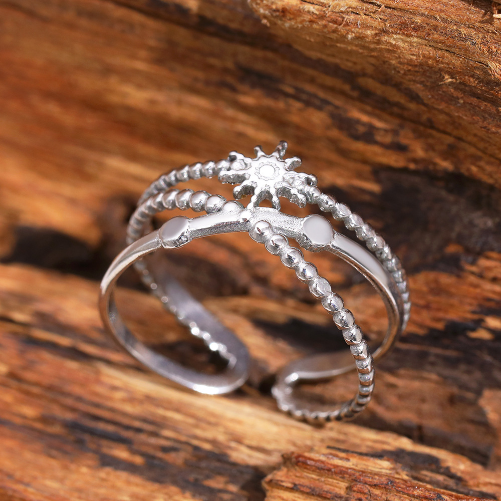 Women's Multi-Layer Sun and Star Beaded Adjustable Ring