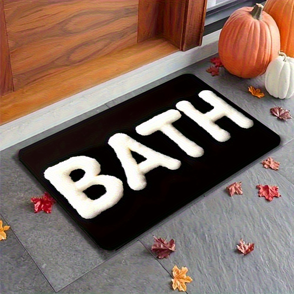 TEMU 1 Piece Of A Non-slip, Quick-drying Bath Mat Made From Soft Mud, Featuring Contemporary Lettering For Bathrooms. Suitable For Use In Showers, Tubs, , And Laundry Rooms