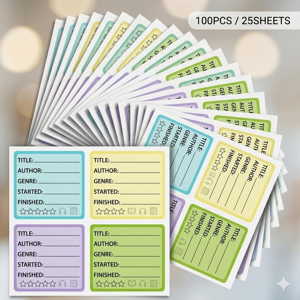 TEMU 100 autocollants pour livres, étiquettes d' pour journal de lecture "", journal et agenda de suivi de lecture colorés de 6X5 cm, papeterie de