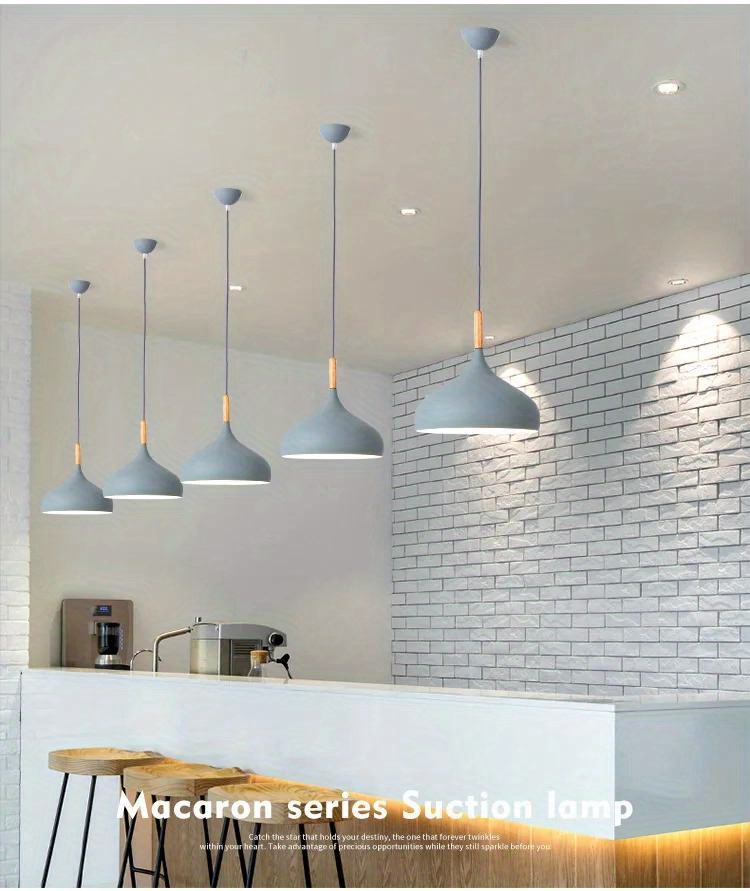 modern pendant lamps macaroon chandelier for restaurant bedroom hanging light aluminum single chandelier office decorative rings details 4