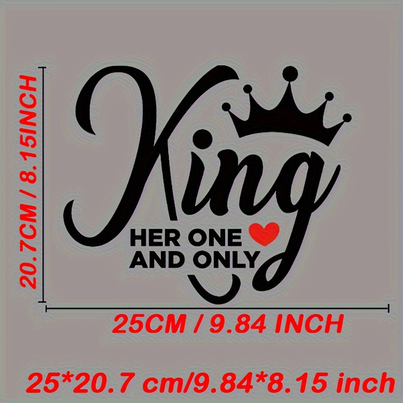 TEMU Valentine's Day Series "his , Her Only King" Clothing Iron-on Stickers Print Stickers Suitable For T-shirts Jeans Hoodies Handbags Pillows