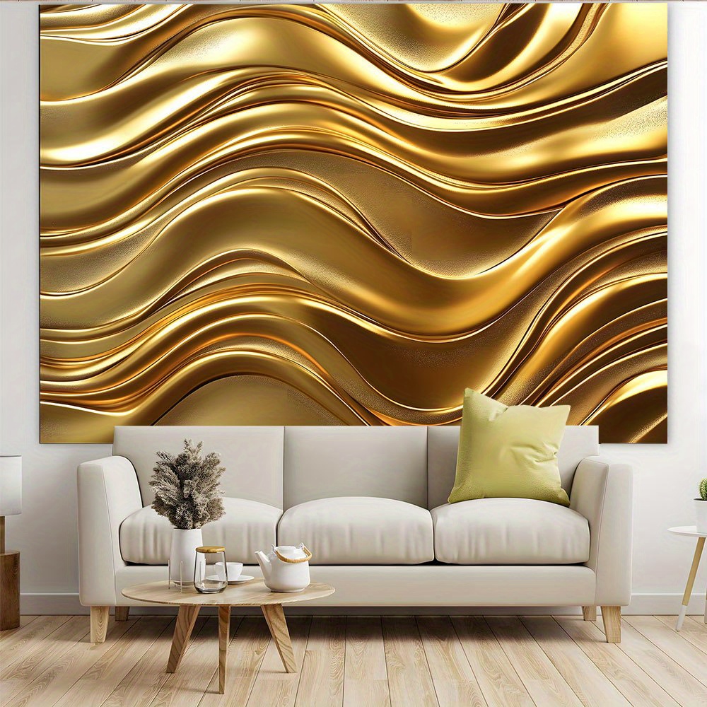 1pc Golden Fluid Wave Texture Backdrop Banner - Durable Polyester Wall Decoration for Parties, Birthdays, Anniversaries & Celebrations - Versatile Indoor/Outdoor Use, Party Backdrop | Elegant Decor | Durable Polyester, Golden Decorations