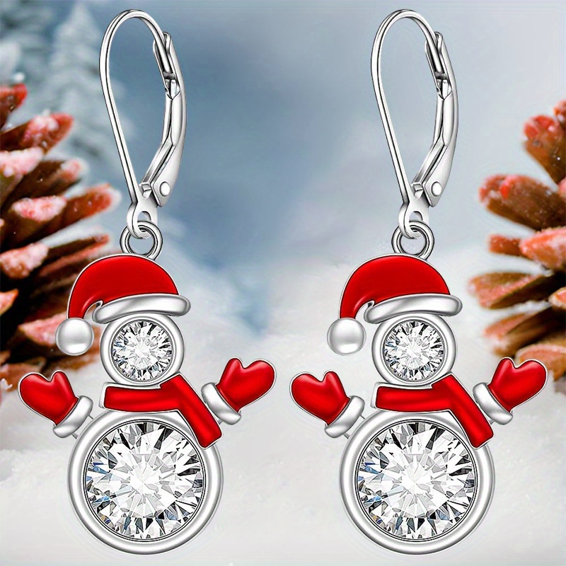 TEMU 2pcs Fashionable And Elegant Christmas Snowman Earrings Thanksgiving Christmas New Year Gifts Party Jewelry To Give To