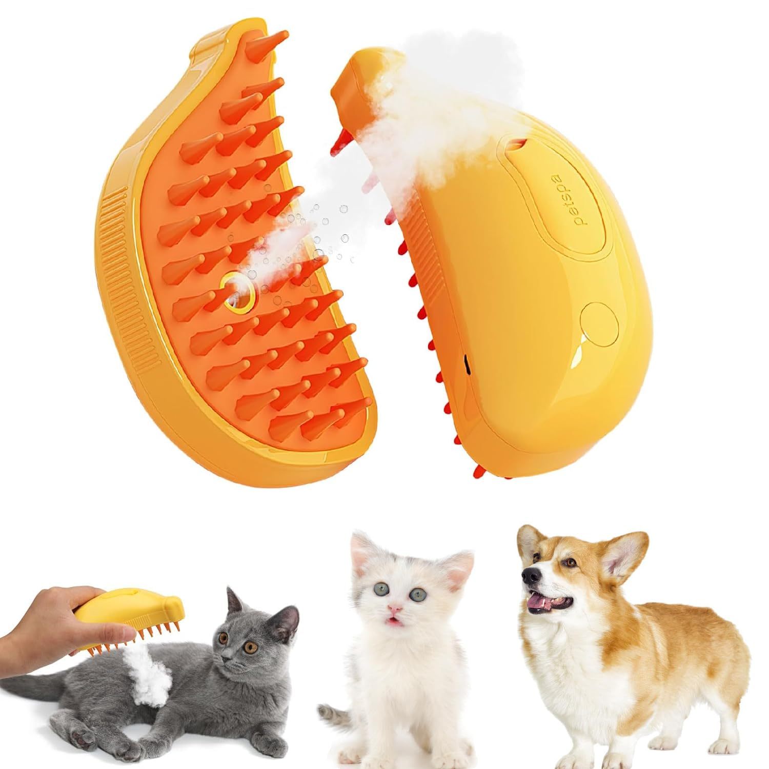 

1pc Pet Grooming Brush With Function, 3-in-1 Water Spray And Comb, Rechargeable Usb Powered, Rubber Bristle Pet Brush For Cats And Dogs, Portable Animal Hair Removal Tool