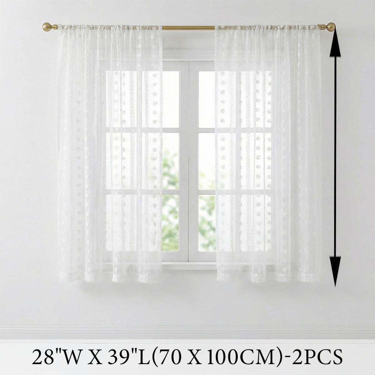 TEMU Lot de 2, rideaux américains Tufted Jacquard, Ourlet à passant, Légers et , Filtration de , Décoration d'intimité, aux plis, Lavable en machine,