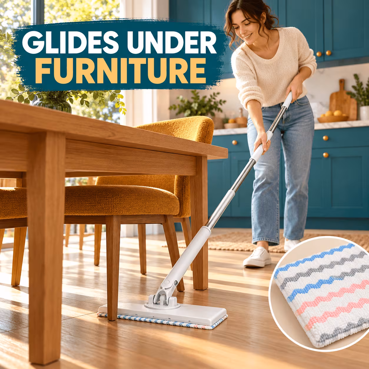 11pcs Commercial Mini Flat Dust Mop Set with 10pcs Replacement...