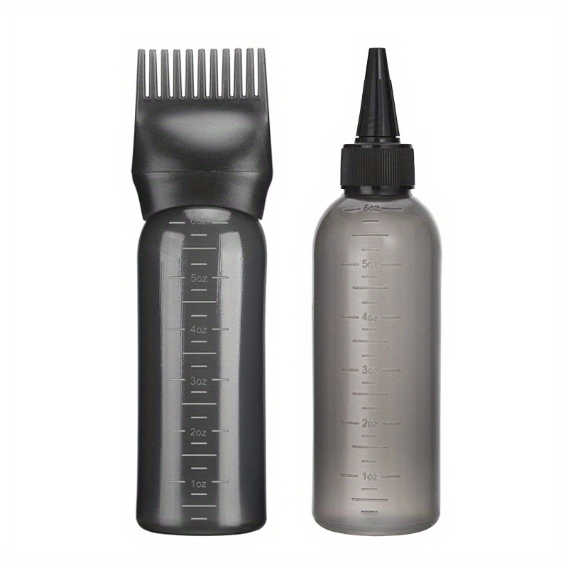 Image of Set Of 2 Squeeze Bottles For Applying Hair Color, Each With A Capacity Of 6 Ounces. Made From Refillable Pet Plastic And Featuring A Cap