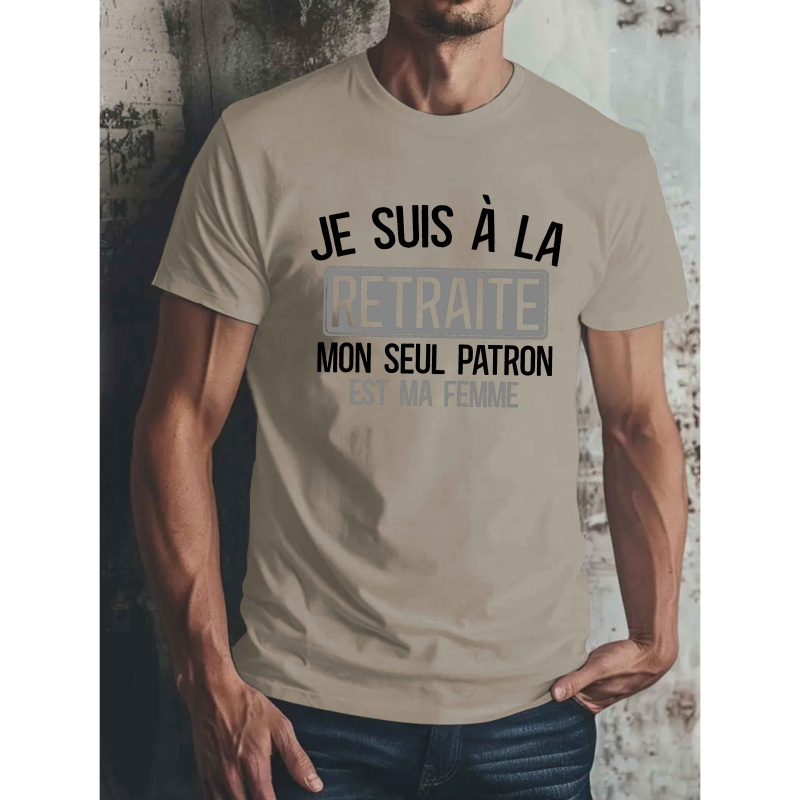 

T-Shirt Décontracté d'Été à Motif Géométrique pour Homme, Col Rond, Polyester, Lavable en Machine - Style Français Retraité, Haut