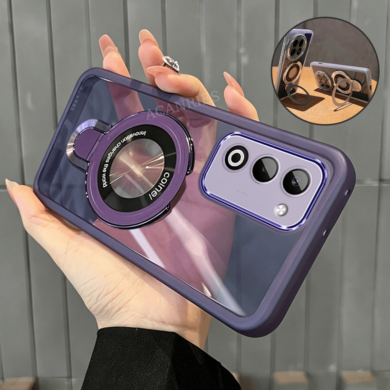 TEMU Phone Case: Acanries Case For Oppo A5 4g 2025/ Oppo A5 5g 2025/ Oppo A5m/ A5x 5g With Magnetic Fold Holder Luxury Girl For Man Transparent Soft