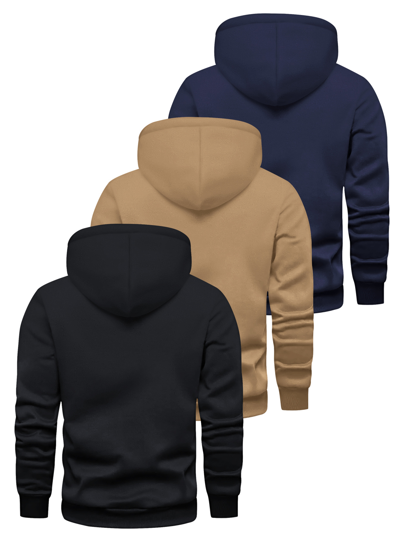 Men's 3pcs Hooded Sweatshirt Set, Long Sleeve Pullover with Kangaroo Pocket and Drawstring Hood, Graphic Print Streetwear for Gym, Jogging, Outdoor Activities, Machine Washable Casual Autumn/Winter Sportswear, Ideal for Daily Wear and Outdoor Use