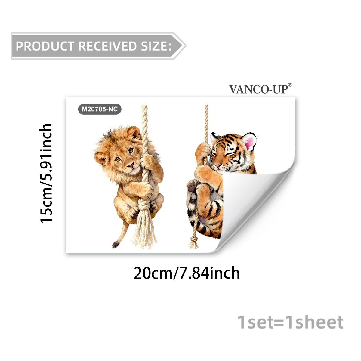 Image of 15x20cm Tiger And Lion 2d Flat Wall Sticker, Self-adhesive Switch Plate Cover For Home Decor, M20705-nc, 2d Flat