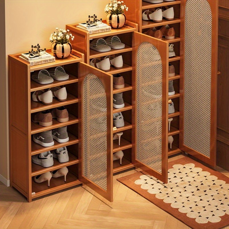 contemporary bamboo narrow shoe cabinet multi tier Temu Bahrain