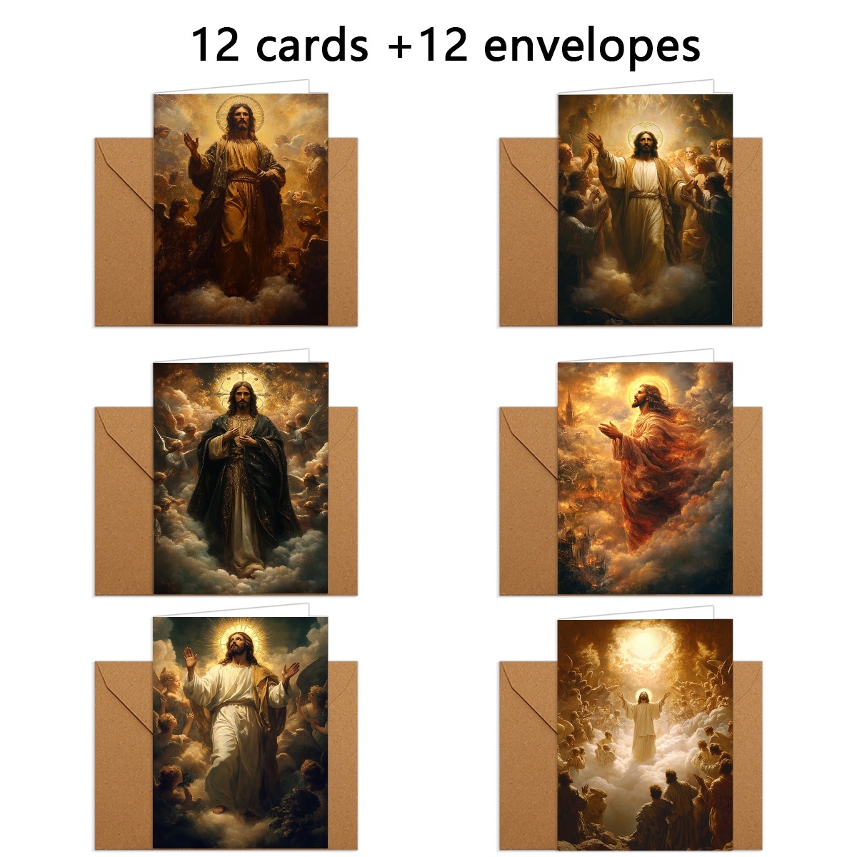 TEMU 1set/12pcs/24pcs Greeting Cards, Christmas, Holiday Greeting Cards, Figures In Gorgeous Clothes , Pattern Greeting Cards, Greeting Cards With