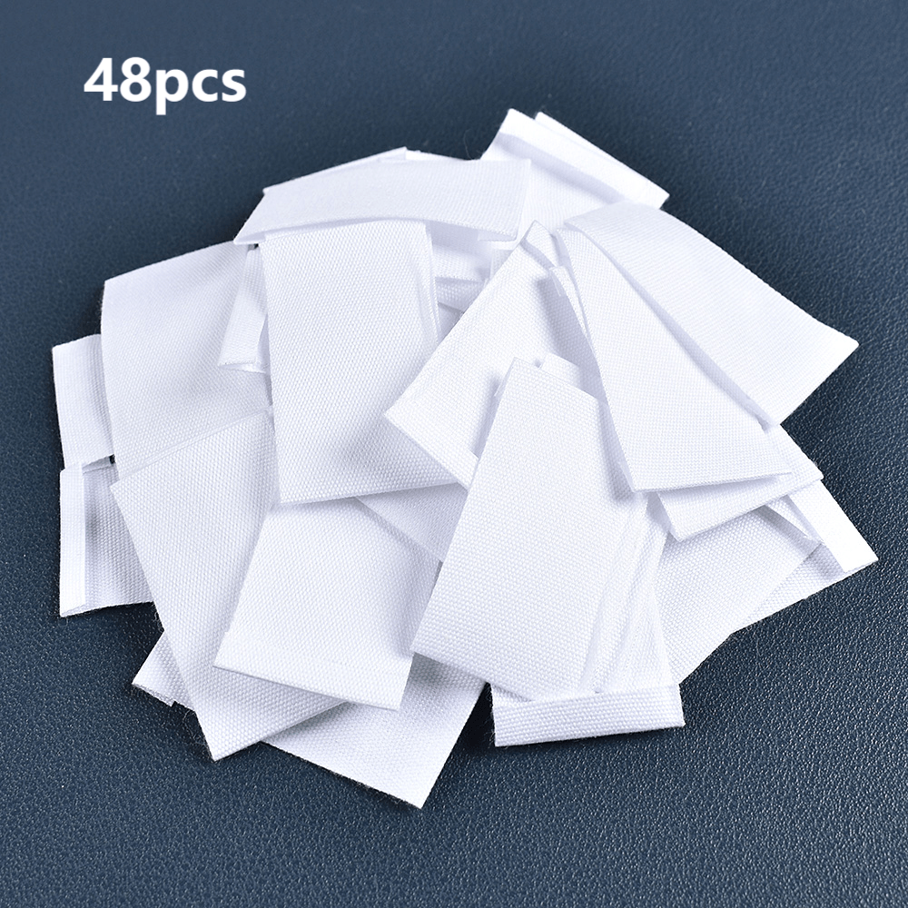 Image of 48pcs White Fabric Tags For Clothing, Suits, Coats, Sleeves, Pockets, Shoes, Hats, Bags - Decorative Blank Labels