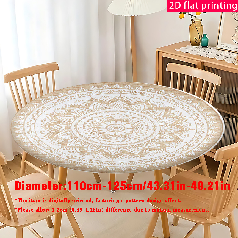 TEMU Nappe ronde imprimée 1 pièce avec impression 2D à plat, nappe décorative pour une ambiance festive toutes , convient pour les fêtes