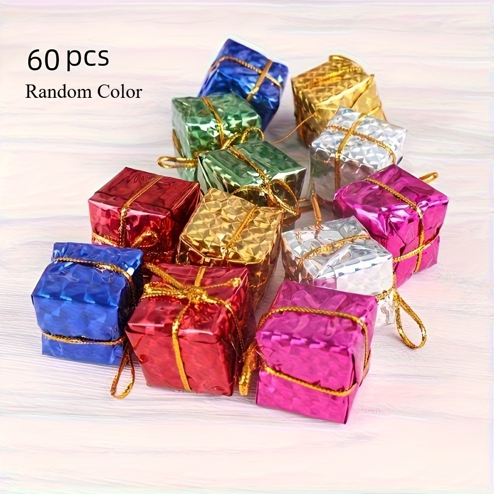 TEMU 60pcs Petites Boîtes Cadeaux de Noël et Ornements d'Arbre en Plastique Sypn - Boîtes Décoratives Suspendues Adaptées pour Noël, Fournitures de