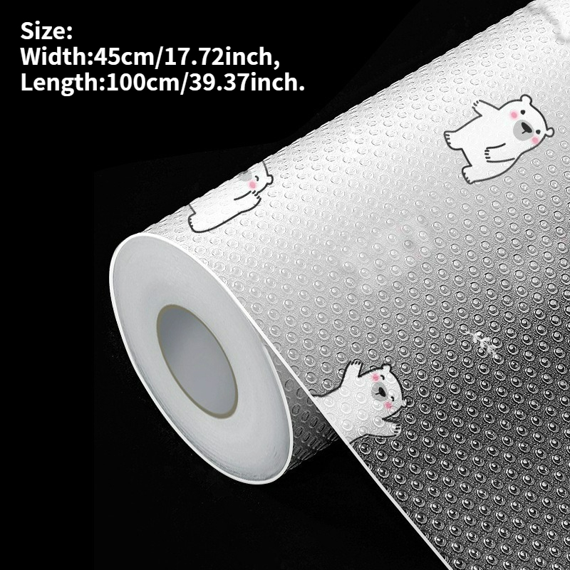 TEMU 1 Roll, Cartoon Bear Pattern Translucent Cabinet, Drawer, Bracket Liner, Waterproof Oil-proof Non-slip Shelf Mat, Non-slip , Length 100cm/