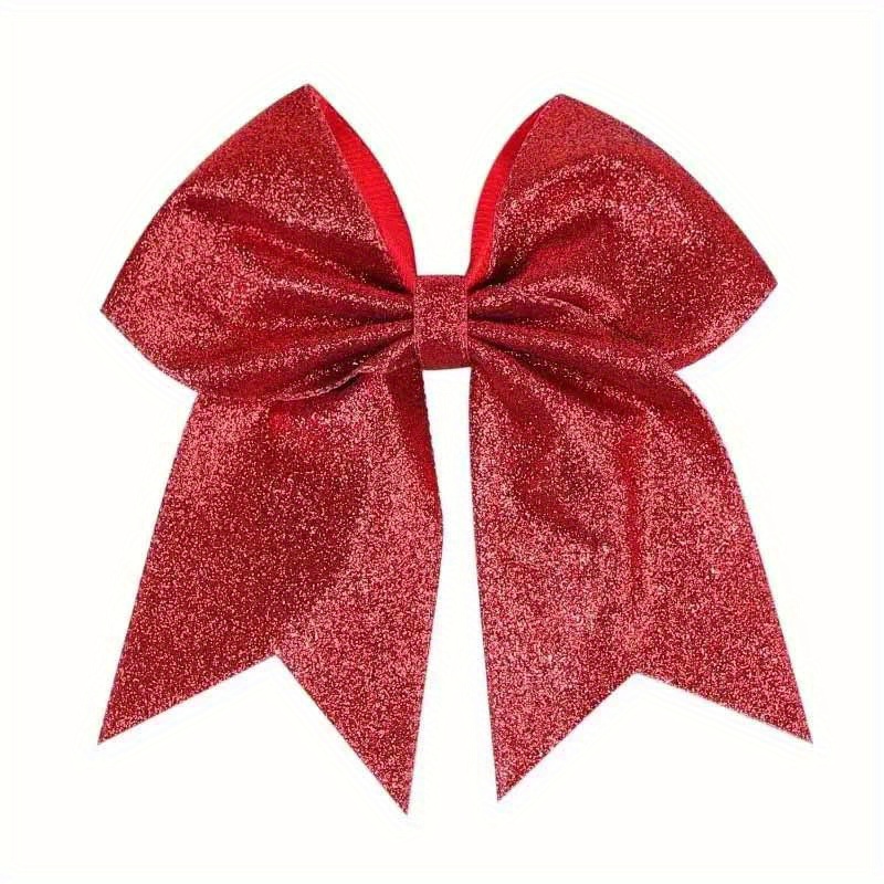 Haargummis Mit Glitzer – Cheerleader-Style Mit Schleife Für Teenager-Mädchen, 2er-Set, Rot