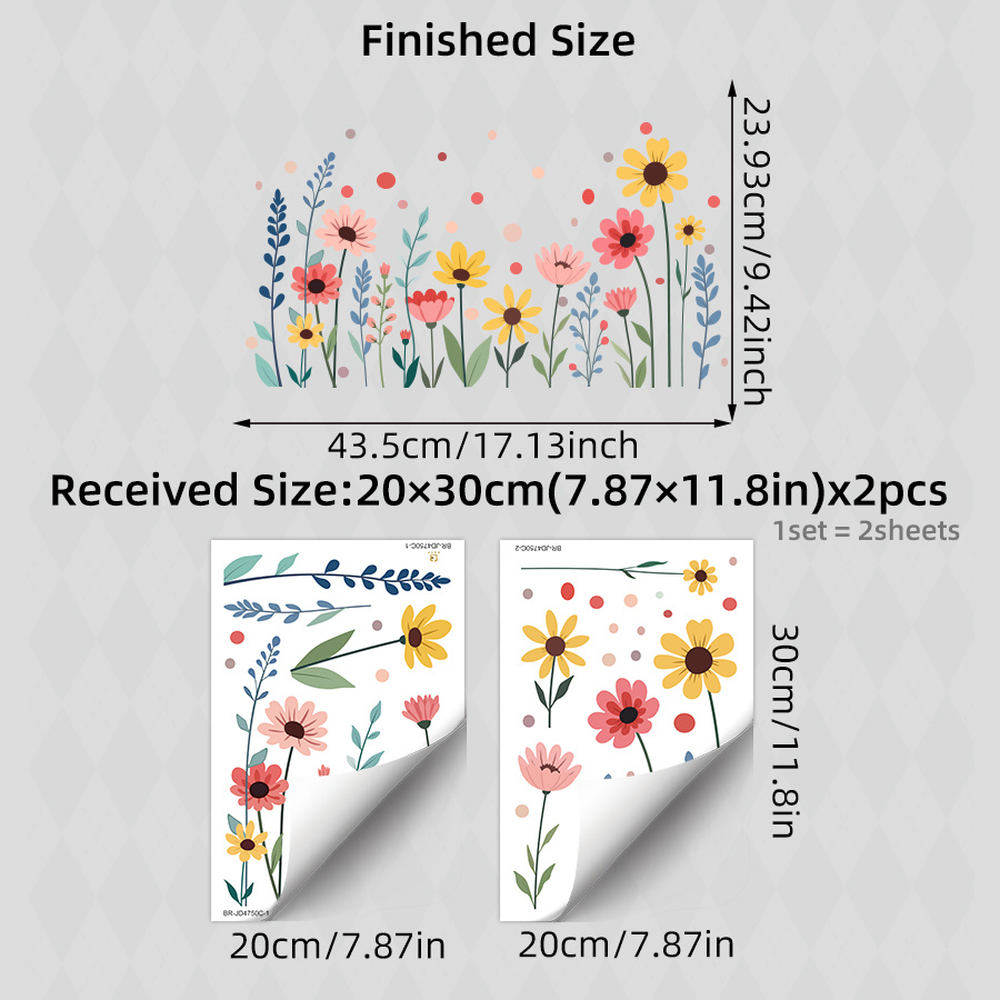 Image of 2 Sheets/set Flower Window Clings With And Green Leaves, Red Polka Dot Accents For Bedroom Living Room Kitchen Windows, Removable Static Stickers For Glass Doors, Cottagecore Garden Theme Art