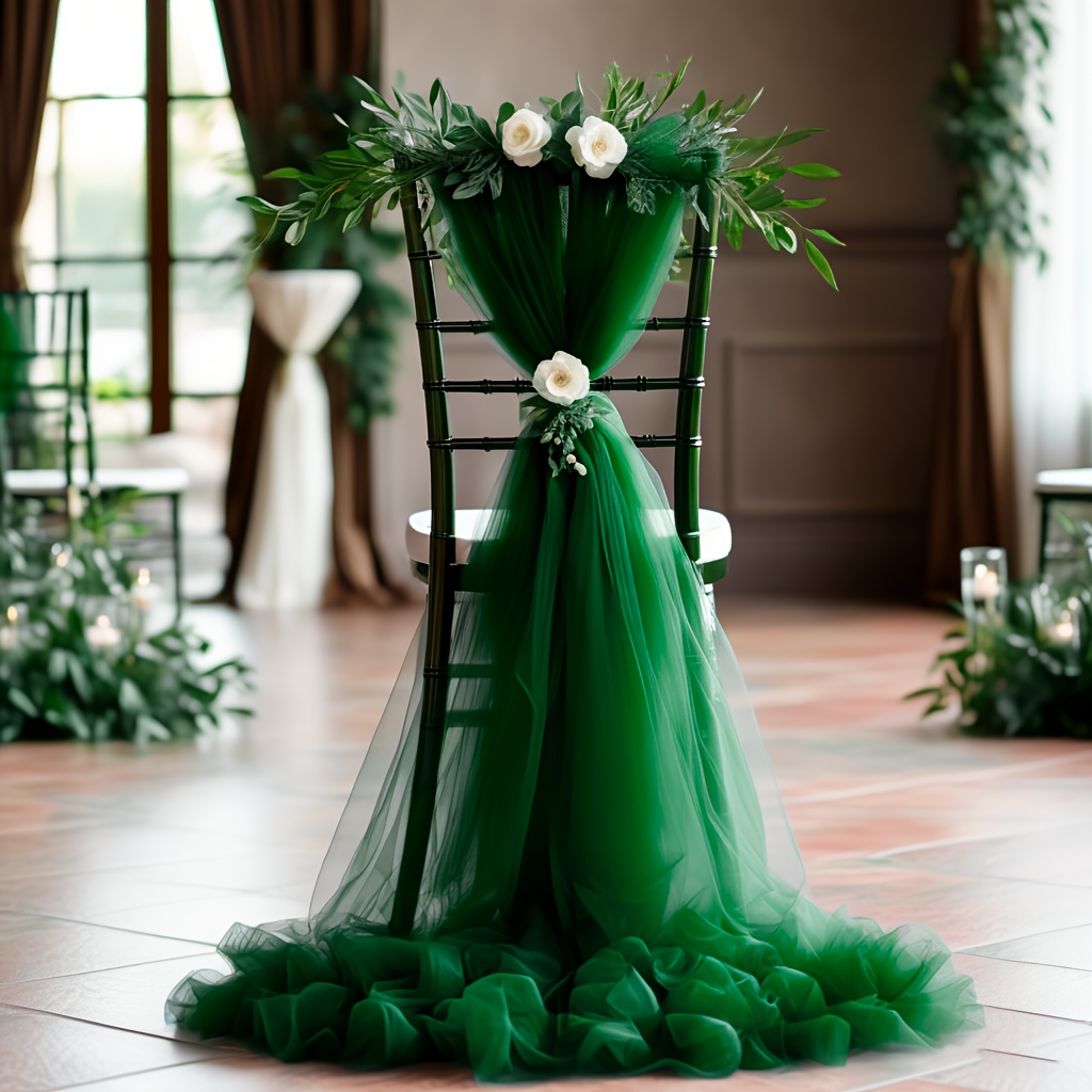 TEMU Elegant Chiffon Wedding Arch Draping Fabric - Romantic Polyester Curtain For Outdoor Birthdays, Engagements, Valentine’s Day, And Weddings - A