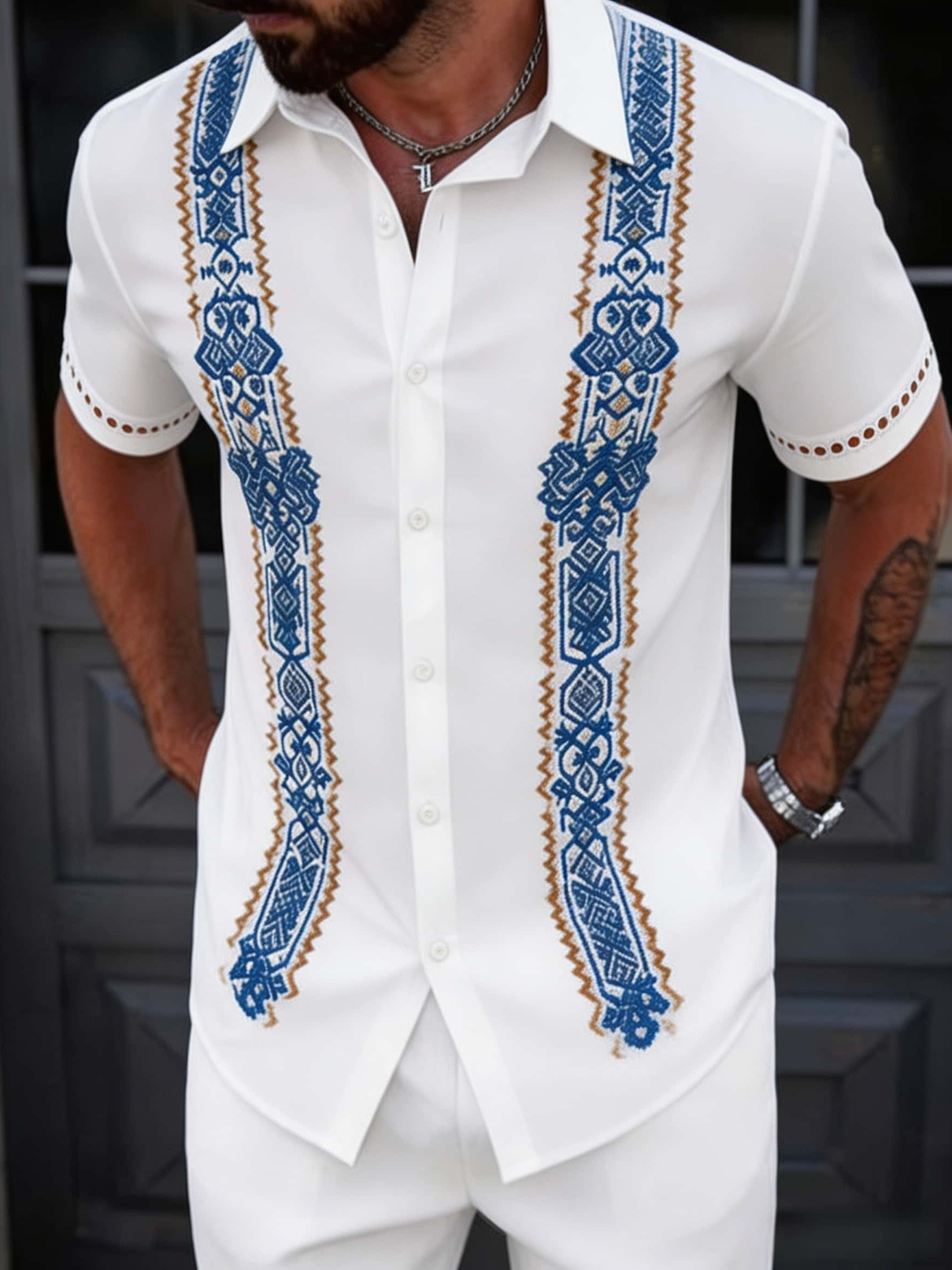 dress shirt yoke Winifred Embroidered Yoke Shirt – LEIF main image 0