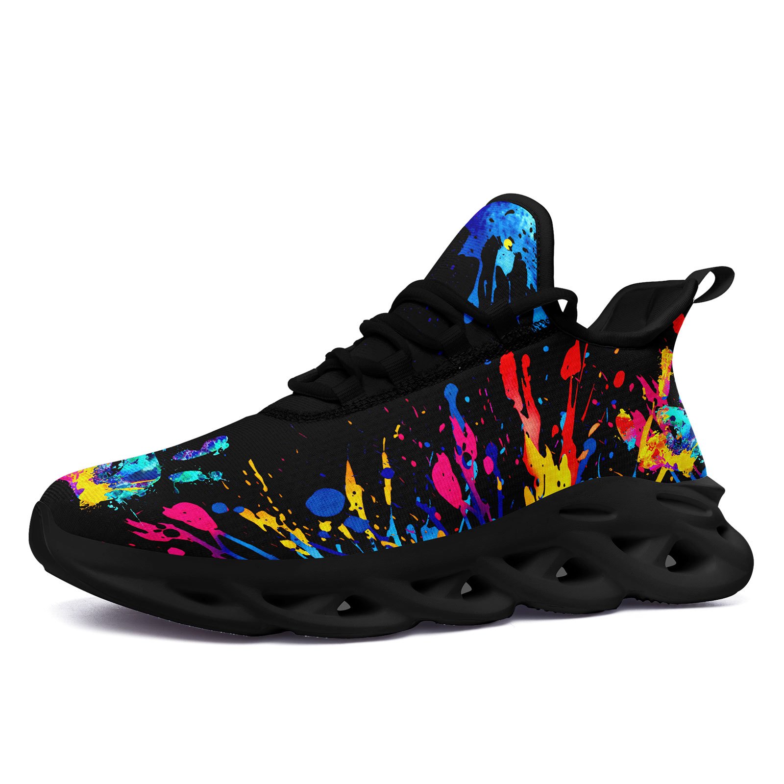 Men's Wide Fit Canvas Shoes with Multicolor Splash Print