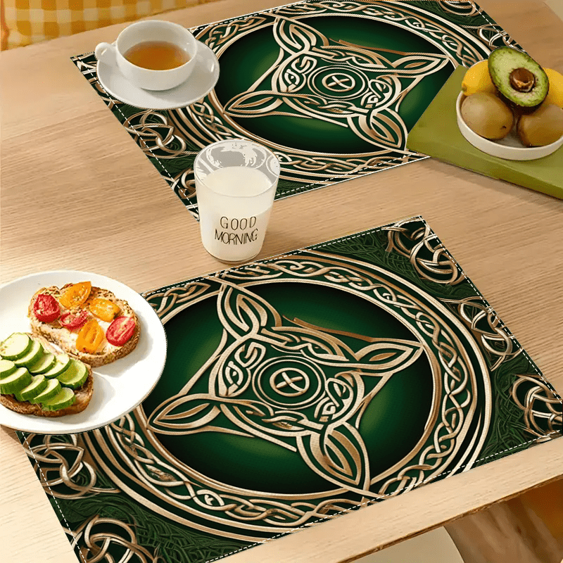 

4pcs Knot Placemats, Square Knit Polyester Table Mats, , , With Hand Wash Only, For Dining, Kitchen, And Party Decor, Heat Resistant