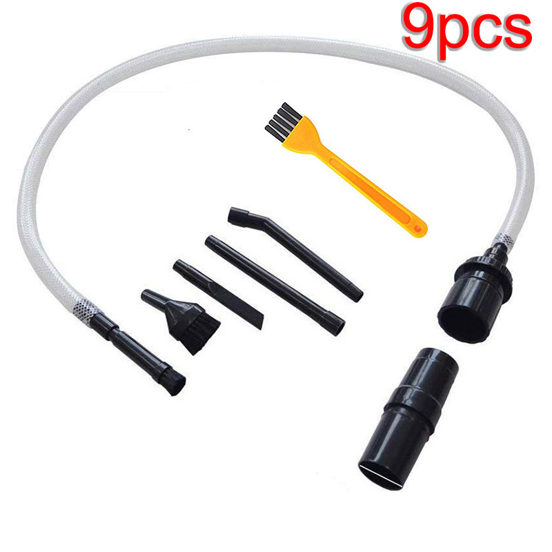 Image of 9pcs Vacuum Cleaner Brush Kit For Household Use, Crevice & Detail Cleaning Tools For Office, Bed, Bookshelf, Ac Vents, Includes Adapter, Works With Most 1. 25" Vacuum Hoses