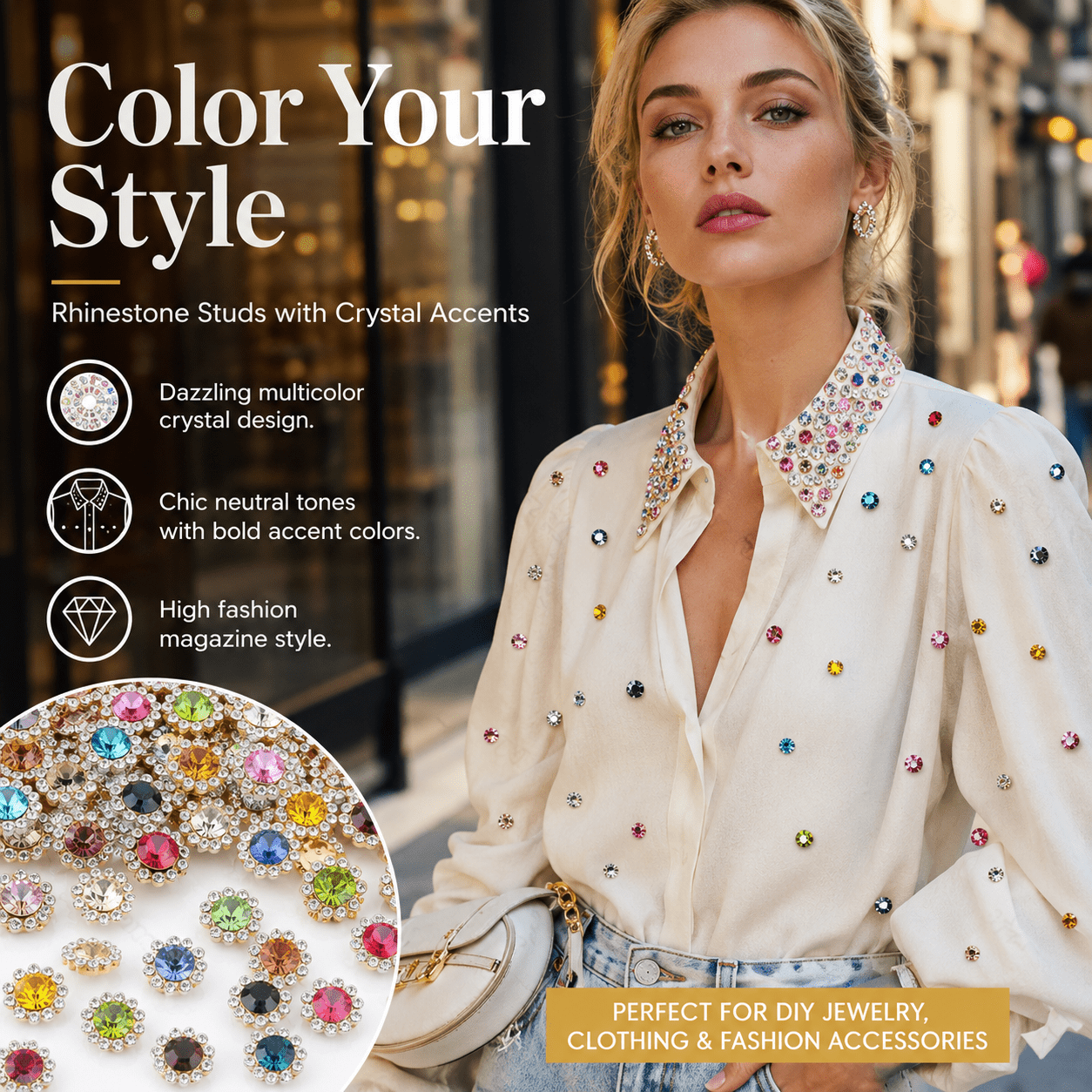 Colorful Rhinestone Studs for DIY Jewelry Crafting